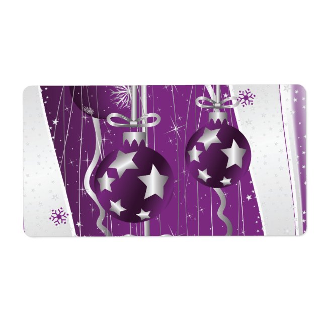 Purple, grey Christmas balls stars and snowflakes (Front)