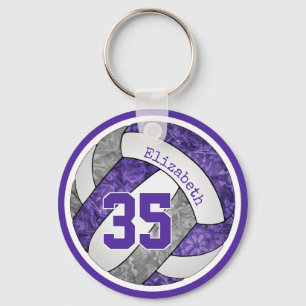 purple grey custom girls volleyball team gifts key ring