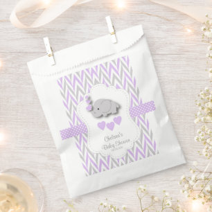 Purple & Grey Elephant Baby Shower 2 Favour Bags