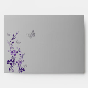 Purple, Grey Floral Butterfly Envelope for 5"x7"