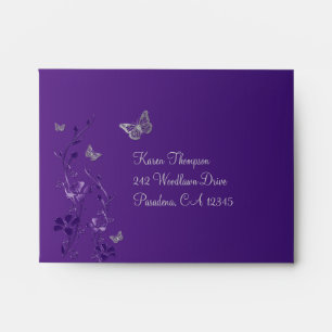 Purple, Grey Floral Butterfly Envelope for RSVP 2