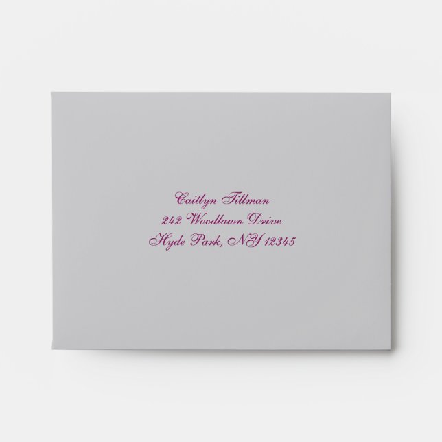 Purple, Grey Floral Envelope for RSVP Cards (Front)