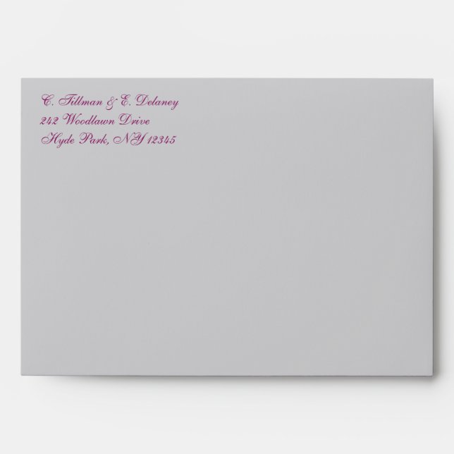 Purple, Grey Floral, Hearts Envelope for 5x7 Sizes (Front)