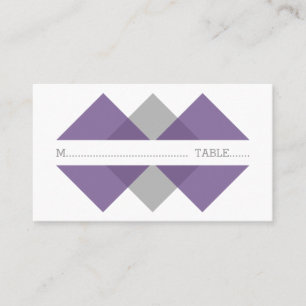 Purple Grey Geometric Triad Place Card