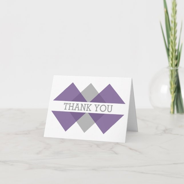 Purple Grey Geometric Triad Thank You Card (Front)