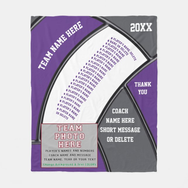 Purple, Grey, Gift Ideas for Volleyball Coaches, Fleece Blanket (Front)