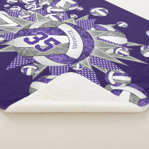 purple grey girly volleyballs stars personalised sherpa blanket