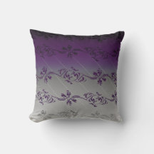 Purple Grey Gradient Striped Floral Leaf Pattern