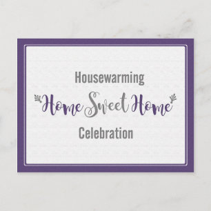 Purple Grey Home Sweet Home Housewarming Party Invitation Postcard