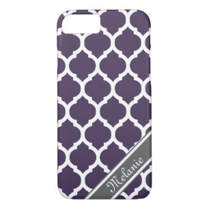 Purple & Grey Lattice Custom Name iPhone 8/7 Case