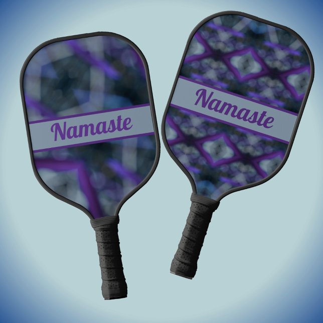 Purple Grey Medley Boho Chic with Name Pickleball Paddle (Creator Uploaded)
