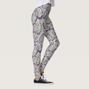 purple grey mod retro loops geometric pattern leggings