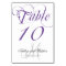 Purple Grey Monogram Wedding Table Number Card