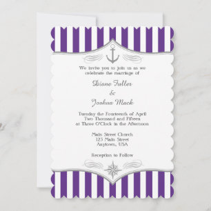 Purple Grey Nautical Wedding Invitation
