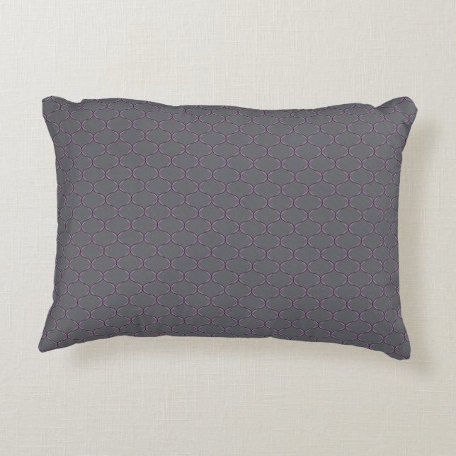 Purple & Grey Ogee Accent Pillow  (Back)