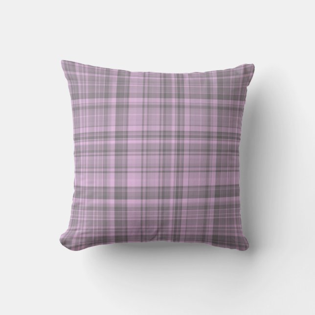 Purple Grey Plaid Pattern Cushion (Front)