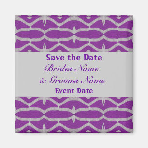 purple grey save the date magnet