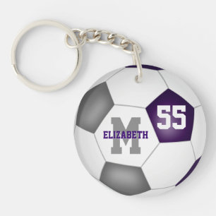 purple grey school colours girls boys soccer key ring