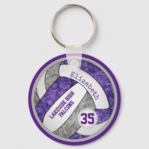 purple grey school team colours girls volleyball key ring