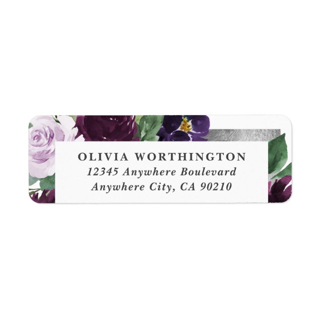 Purple & Grey Silver Watercolor Peony Fall Wedding (Front)