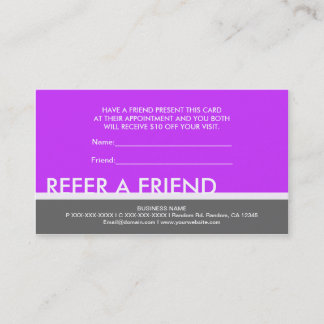 Purple grey simple refer a friend custom cards