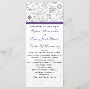 purple grey snowflake mod winter Wedding program Programme