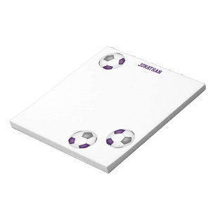purple grey soccer balls accent personalised  notepad