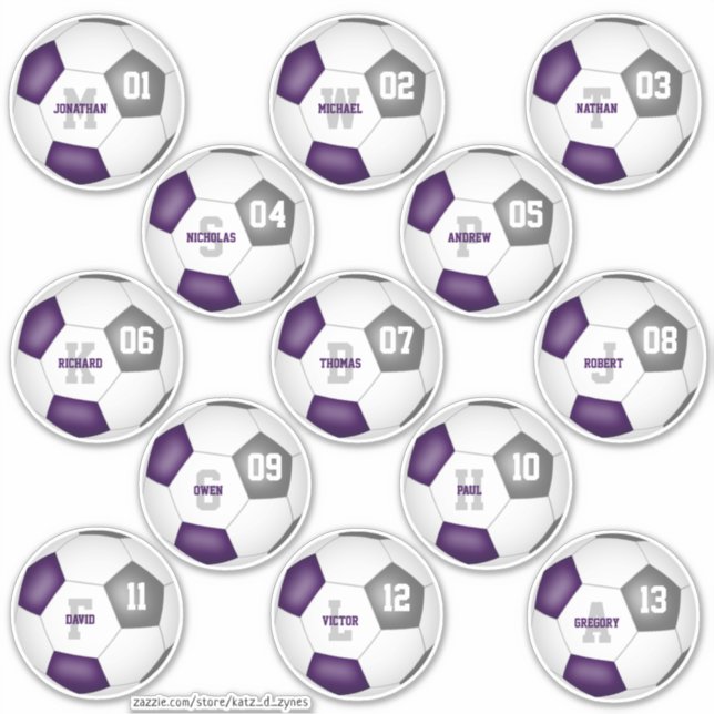 purple grey soccer team colours 13 players (Front)