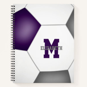 purple grey soccer team colours personalised notebook