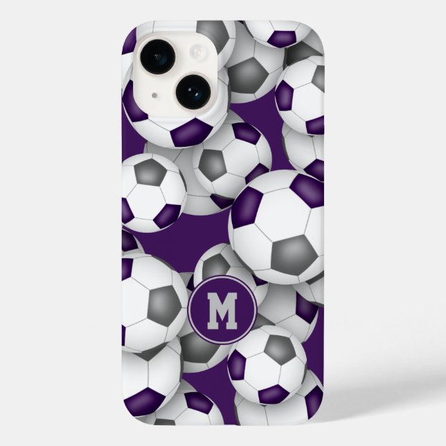 Purple grey soccer team colours sports pattern Case-Mate iPhone case (Back)