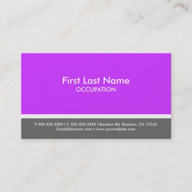 Purple grey stripe custom business cards (Front)
