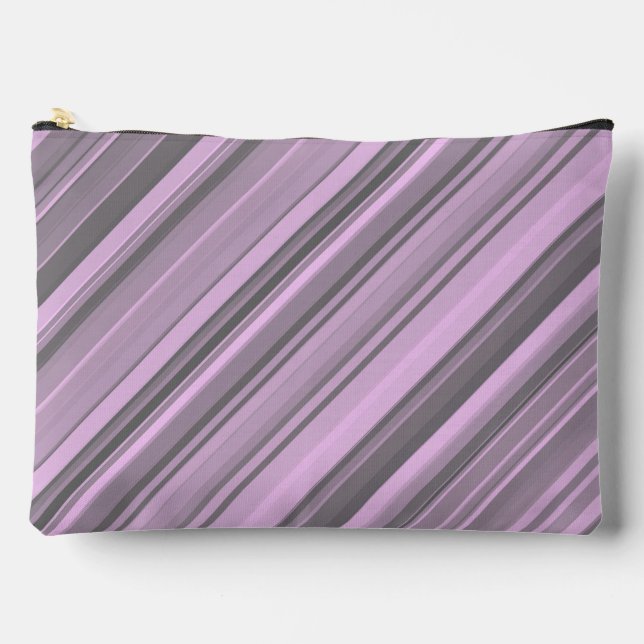 Purple Grey Stripes Accessory Pouch (Front)