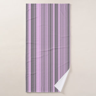 Purple Grey Stripes Bath Towel