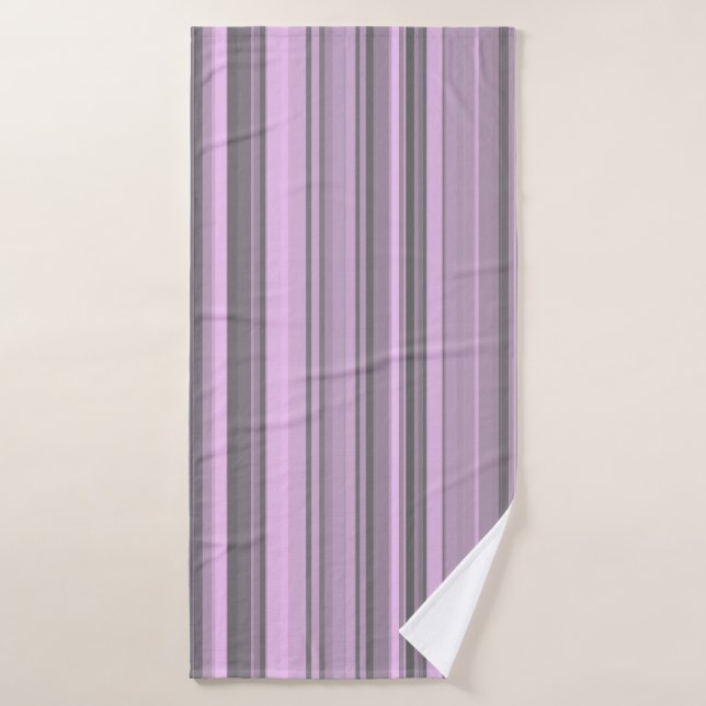Purple Grey Stripes Bath Towel (Bath Towel)