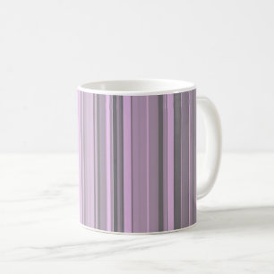 Purple Grey Stripes Coffee Mug