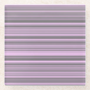 Purple Grey Stripes Glass Coaster