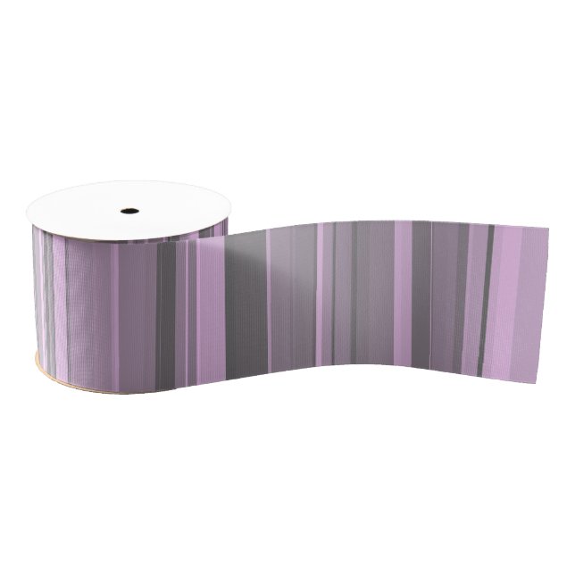 Purple Grey Stripes Grosgrain Ribbon (Spool)