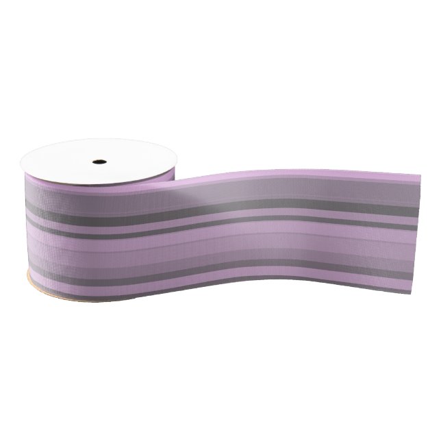 Purple Grey Stripes Grosgrain Ribbon (Spool)