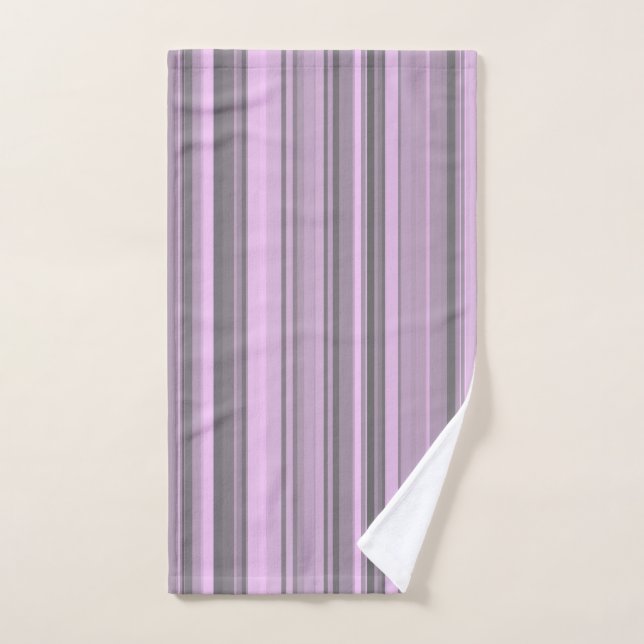 Purple Grey Stripes Hand Towel (Hand Towel)
