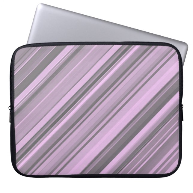 Purple Grey Stripes Laptop Sleeve (Front)