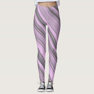 Purple Grey Stripes Leggings