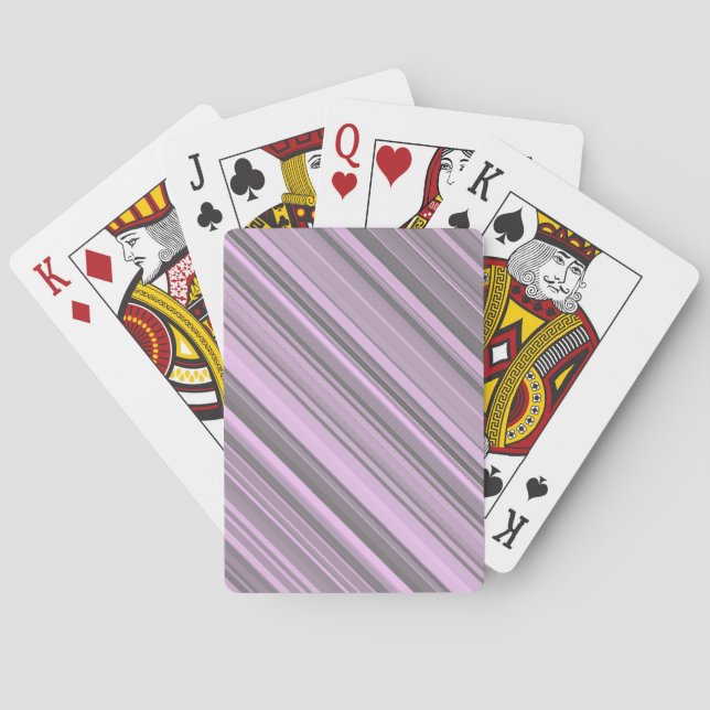 Purple Grey Stripes Playing Cards (Back)