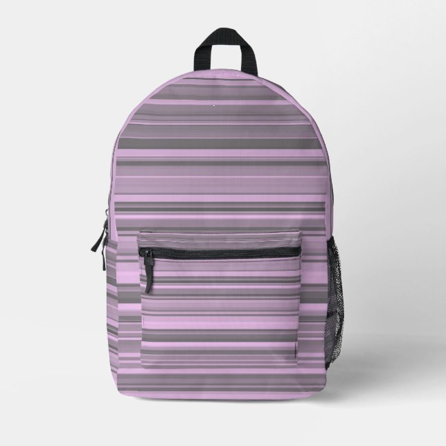 Purple Grey Stripes Printed Backpack (Front)