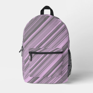 Purple Grey Stripes Printed Backpack