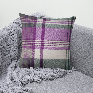 Purple Grey Tartan Plaid Pillow