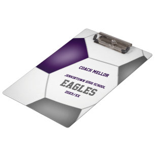 purple grey team colours custom soccer coach clipboard