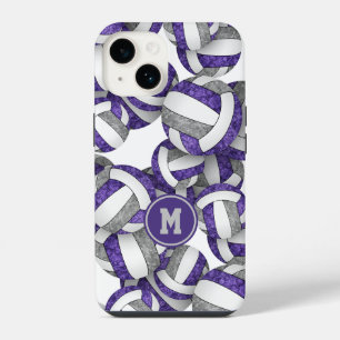 Purple grey team colours girly volleyballs iPhone 14 case