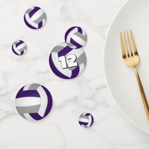 purple grey team colours kids volleyball party confetti