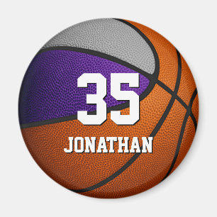 purple grey team colours realistic basketball magnet