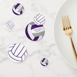 Purple grey team colours volleyball birthday confetti